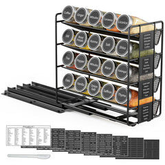 SpaceAid Pull Out Spice Rack Organizer with 20 Jars and 801 Labels for Kitchen Cabinet SpaceAid Pull Out Spice Rack Organizer with 20 Jars and 801 Labels for Kitchen Cabinet