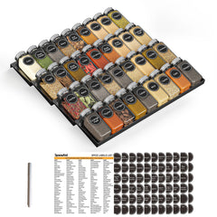 SpaceAid Spice Organizer for Drawer with 36 Spice Jars, 386 Spice Labels and Chalk Marker, 4 Tier