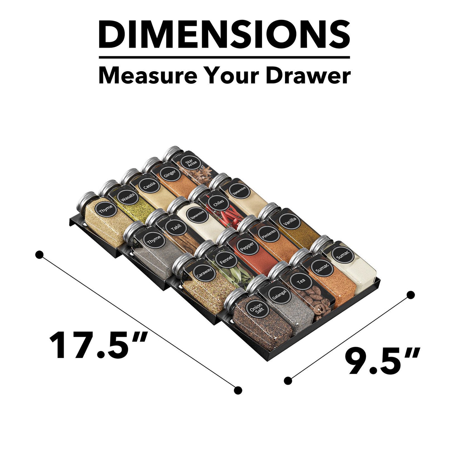 Spice Drawer Storage Organizer