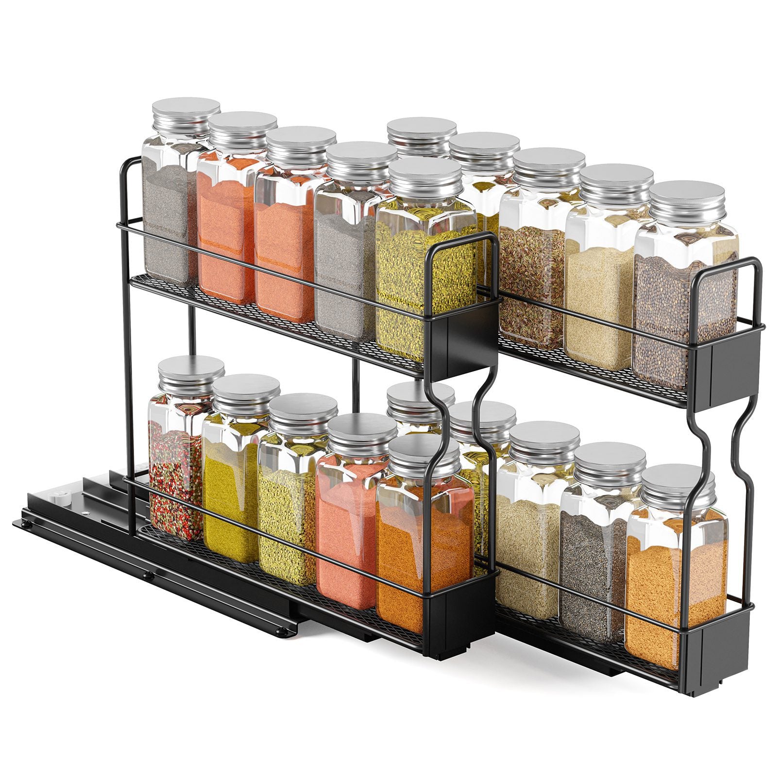 SpaceAid Slide Out Spice Rack Organizer with 20 Jars for Kitchen Cabin