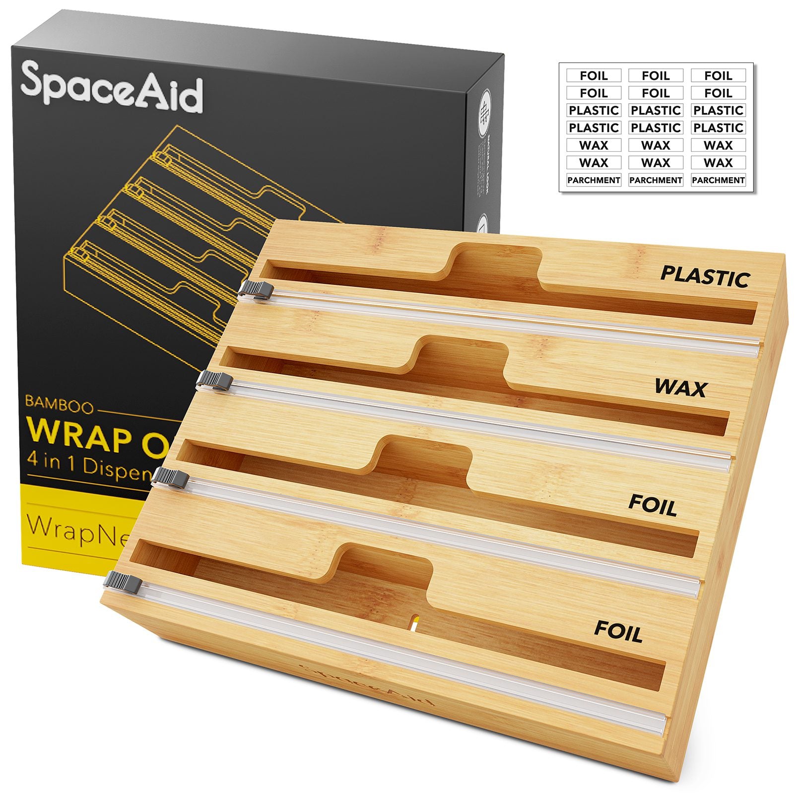 SpaceAid WrapNeat 4 in 1 Kitchen Dispenser Paper Foil Cling Wrap Organ