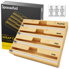 SpaceAid WrapNeat 4 in 1 Kitchen Dispenser Paper Foil Cling Wrap Organizer with Cutter and Labels, Compatible with 12 SpaceAid WrapNeat 4 in 1 Kitchen Dispenser Paper Foil Cling Wrap Organizer with Cutter and Labels, Compatible with 12
