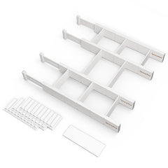 SpaceAid Bamboo Adjustable Drawer Dividers with Labels, 4 Dividers and 9 Inserts (White) SpaceAid Bamboo Adjustable Drawer Dividers with Labels, 4 Dividers and 9 Inserts (White)