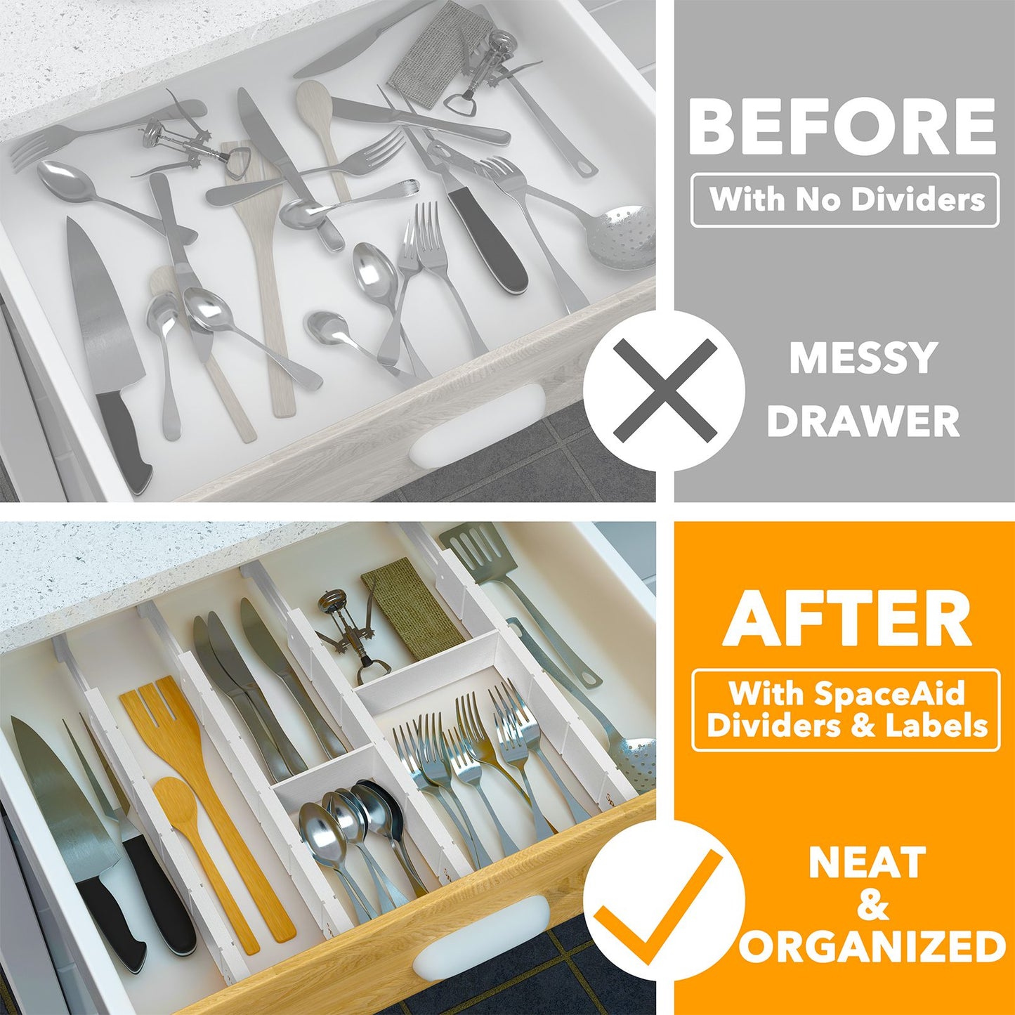 SpaceAid white drawer dividers
