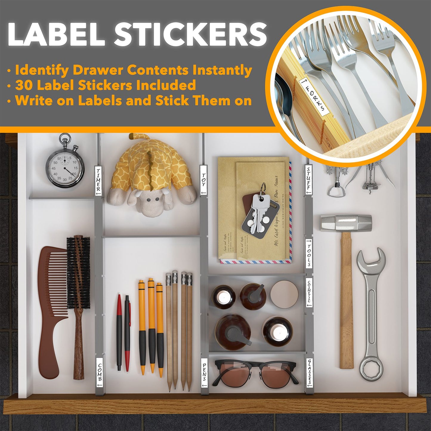 SpaceAid gray drawer dividers