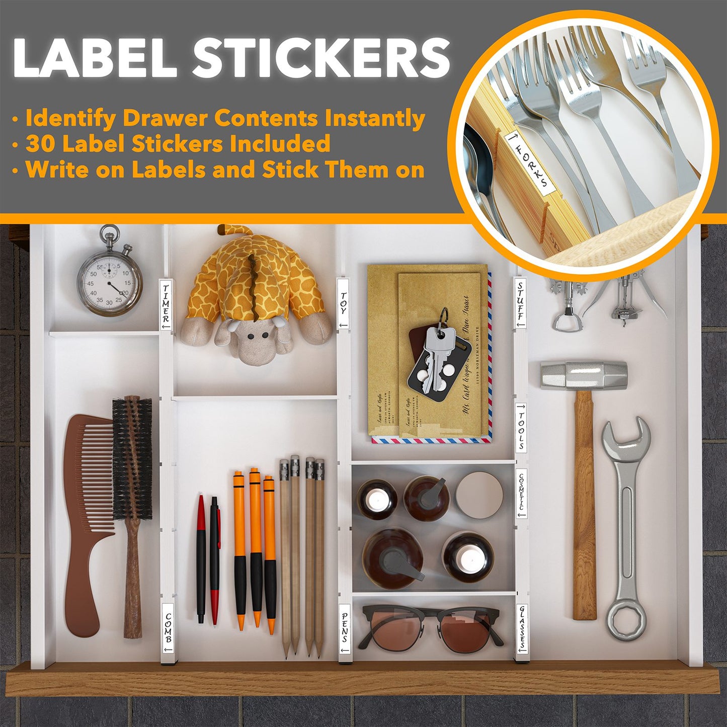 SpaceAid white drawer dividers