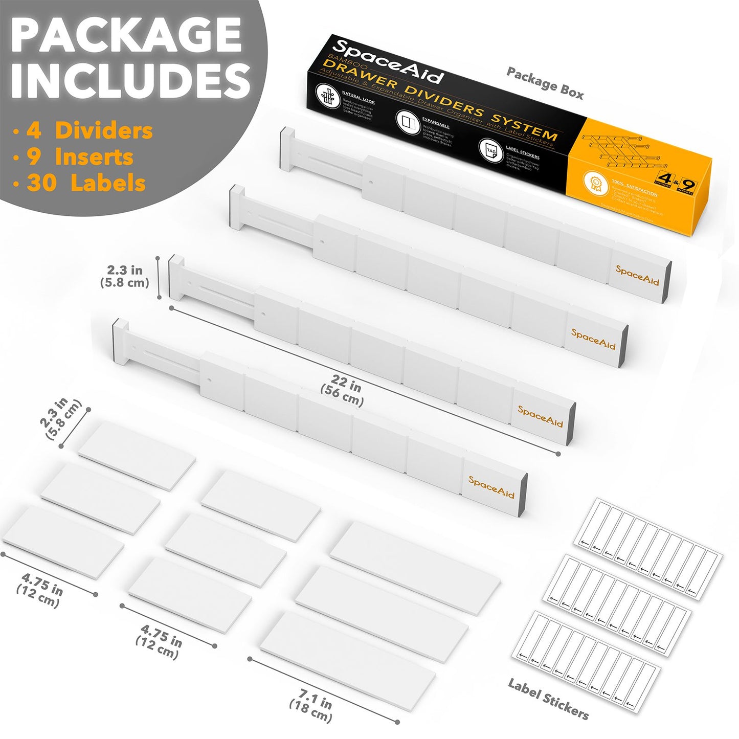 SpaceAid white drawer dividers
