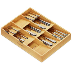 SpaceAid Bamboo Silverware Drawer Holders Organize Kitchen Utensils (Natural, 9 Slots)