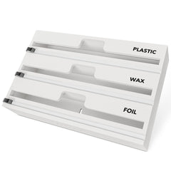 SpaceAid WrapNeat 3 in 1 Foil and Plastic Wrap Dispenser with Cutter and Labels, White SpaceAid WrapNeat 3 in 1 Foil and Plastic Wrap Dispenser with Cutter and Labels, White