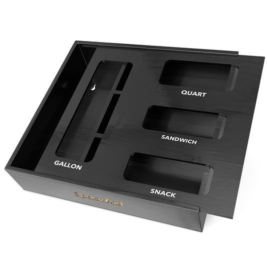 SpaceAid black bamboo food bag storage organizer