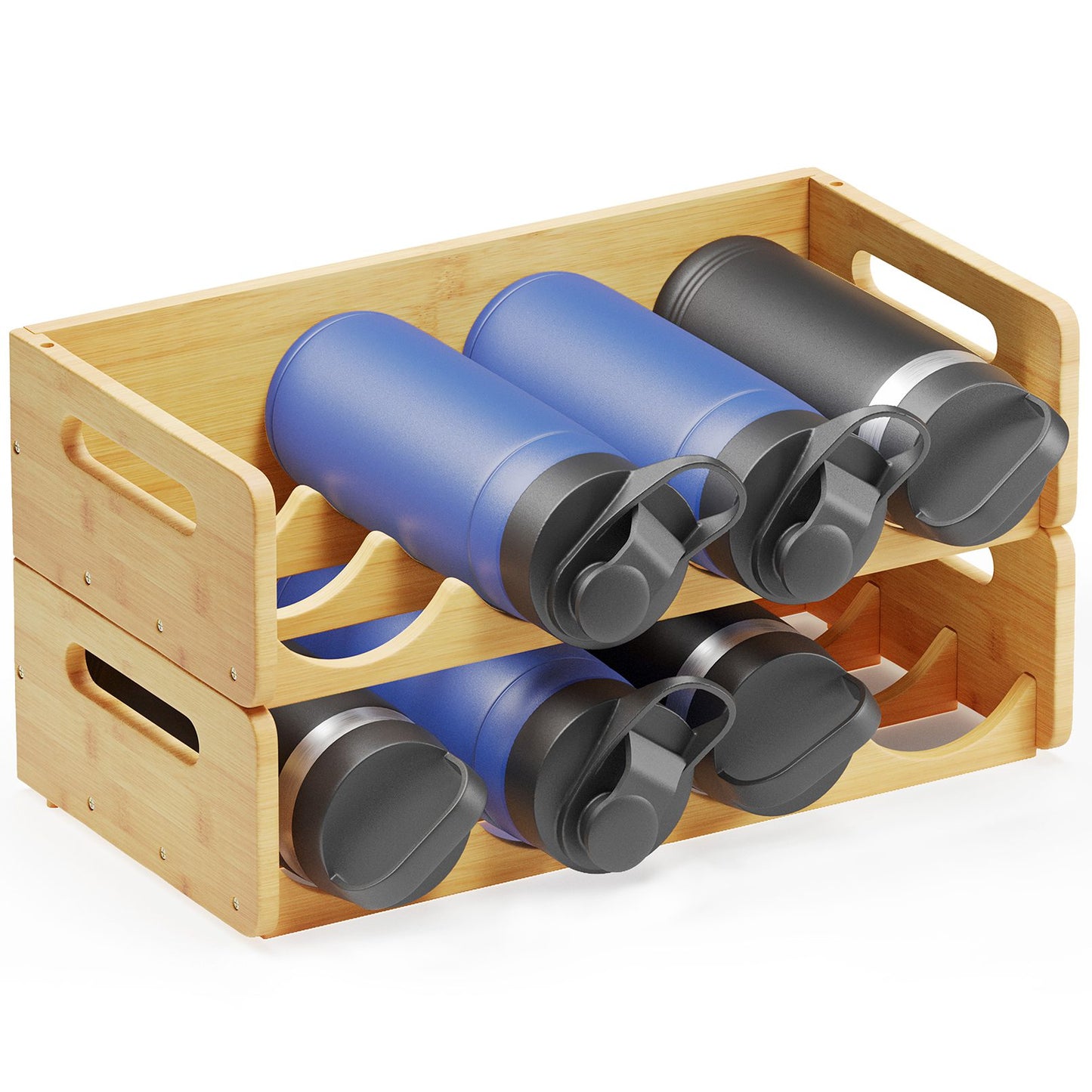 SpaceAid bamboo water bottle organizer rack