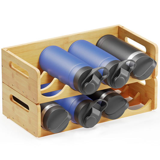 SpaceAid bamboo water bottle organizer rack