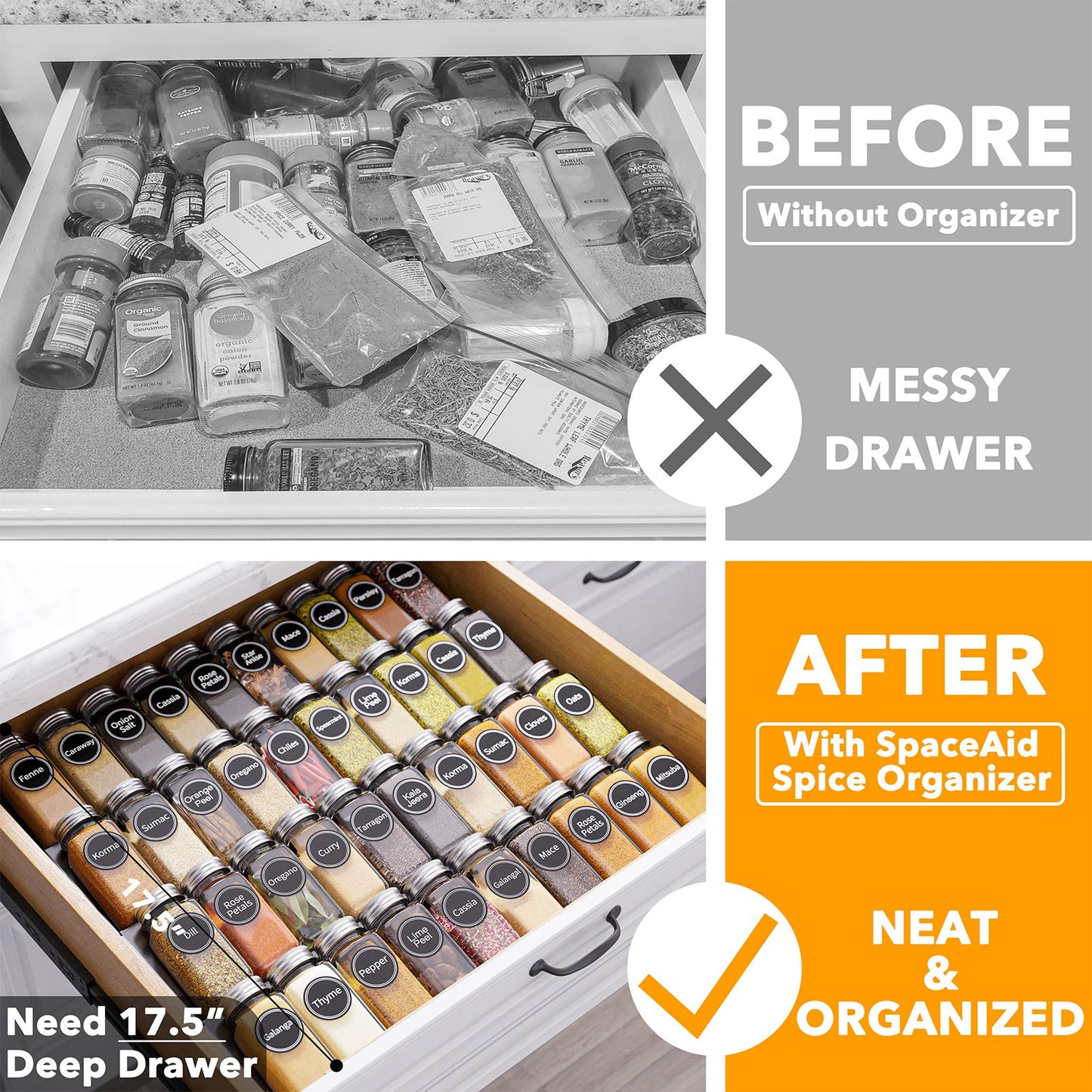 SpaceAid kitchen drawer spice organizer