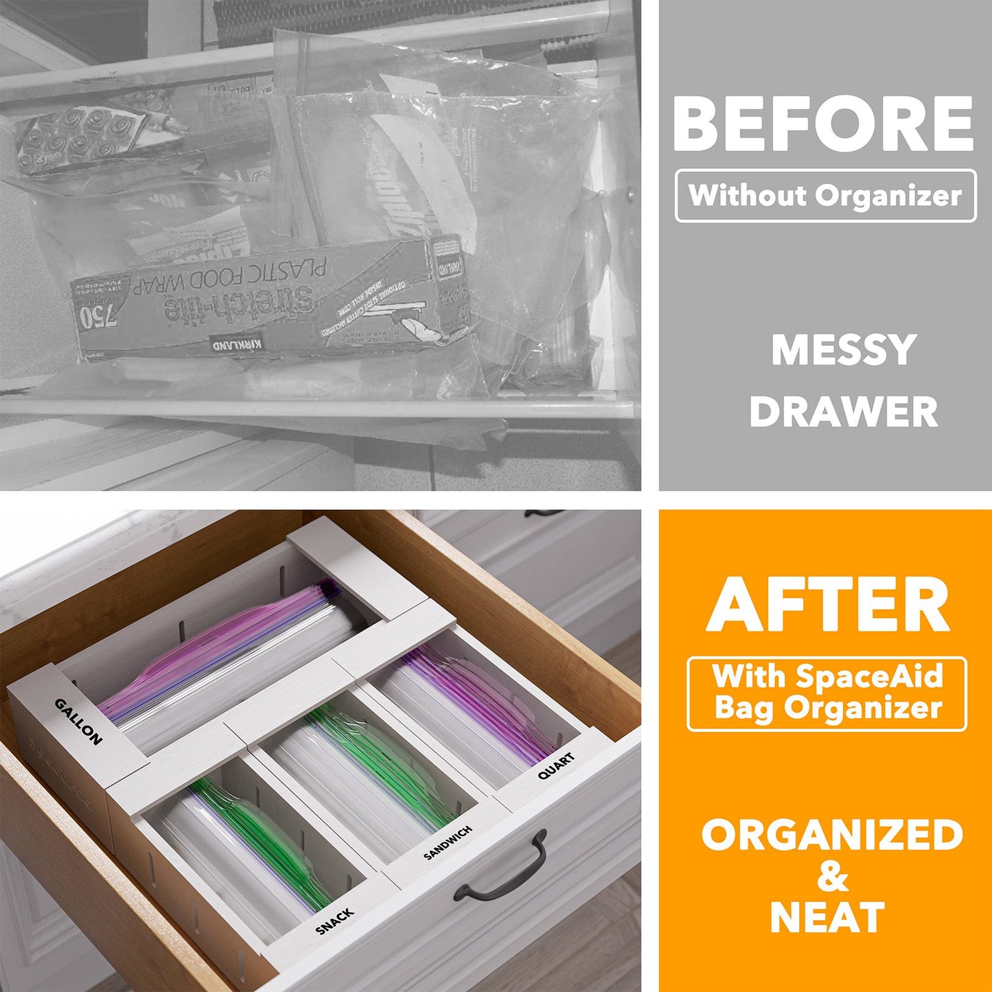 SpaceAid bamboo storage bag organizer