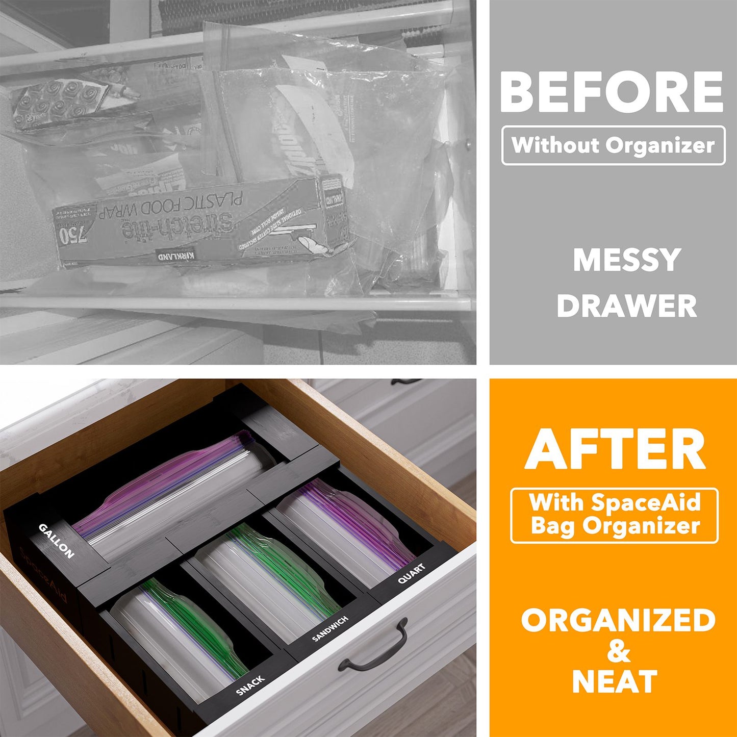 SpaceAid black food storage bag organizer