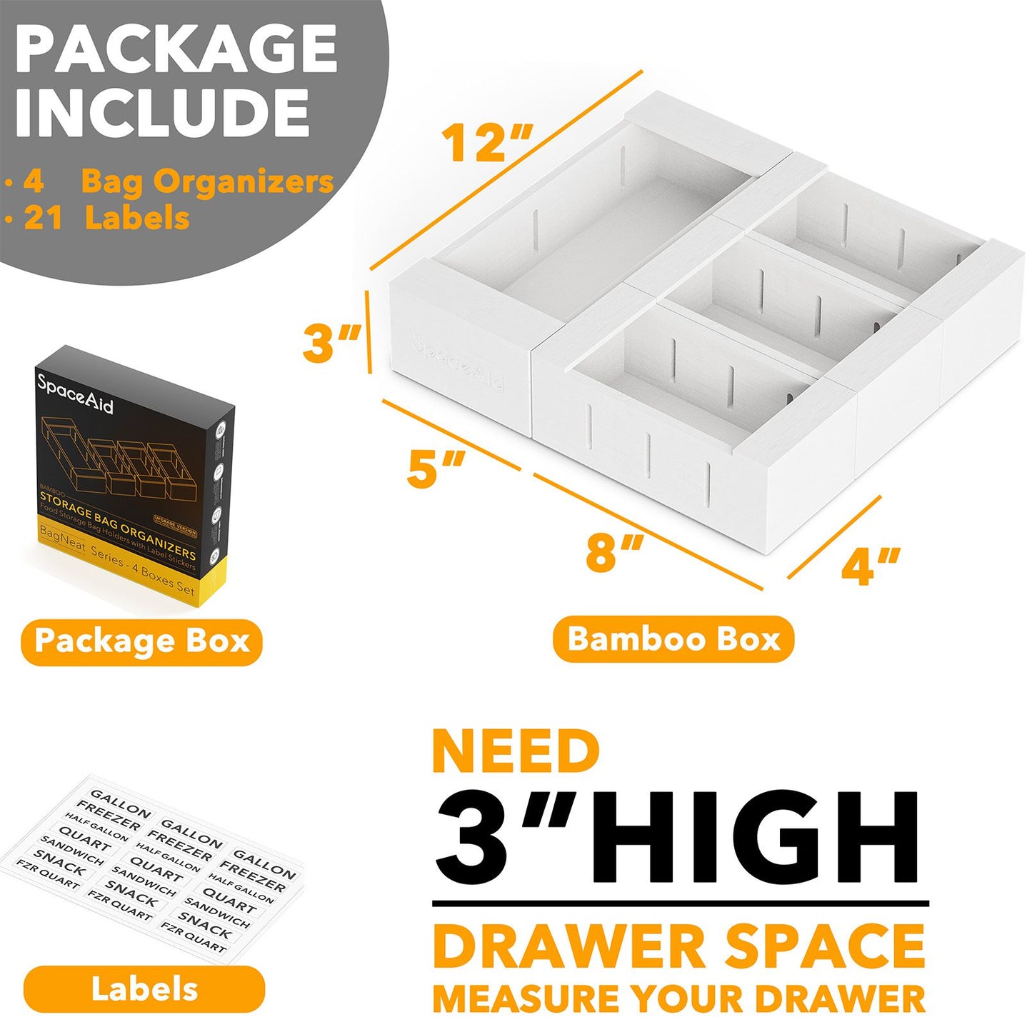 SpaceAid bamboo storage bag organizer