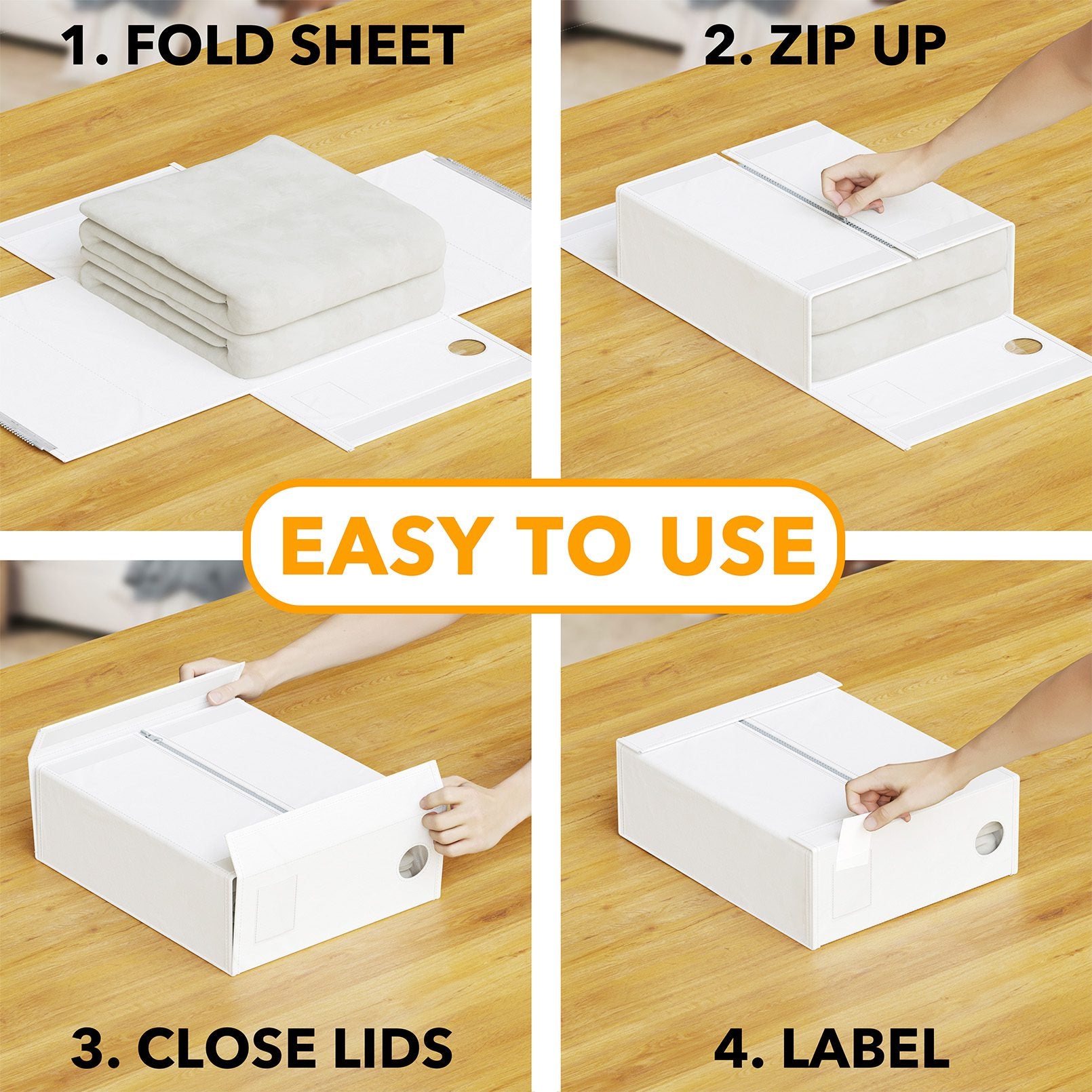 bed sheet storage organizer