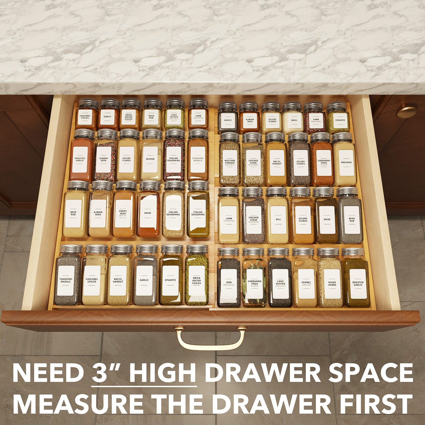 Bamboo 4 Tier Drawer Spice Organizer