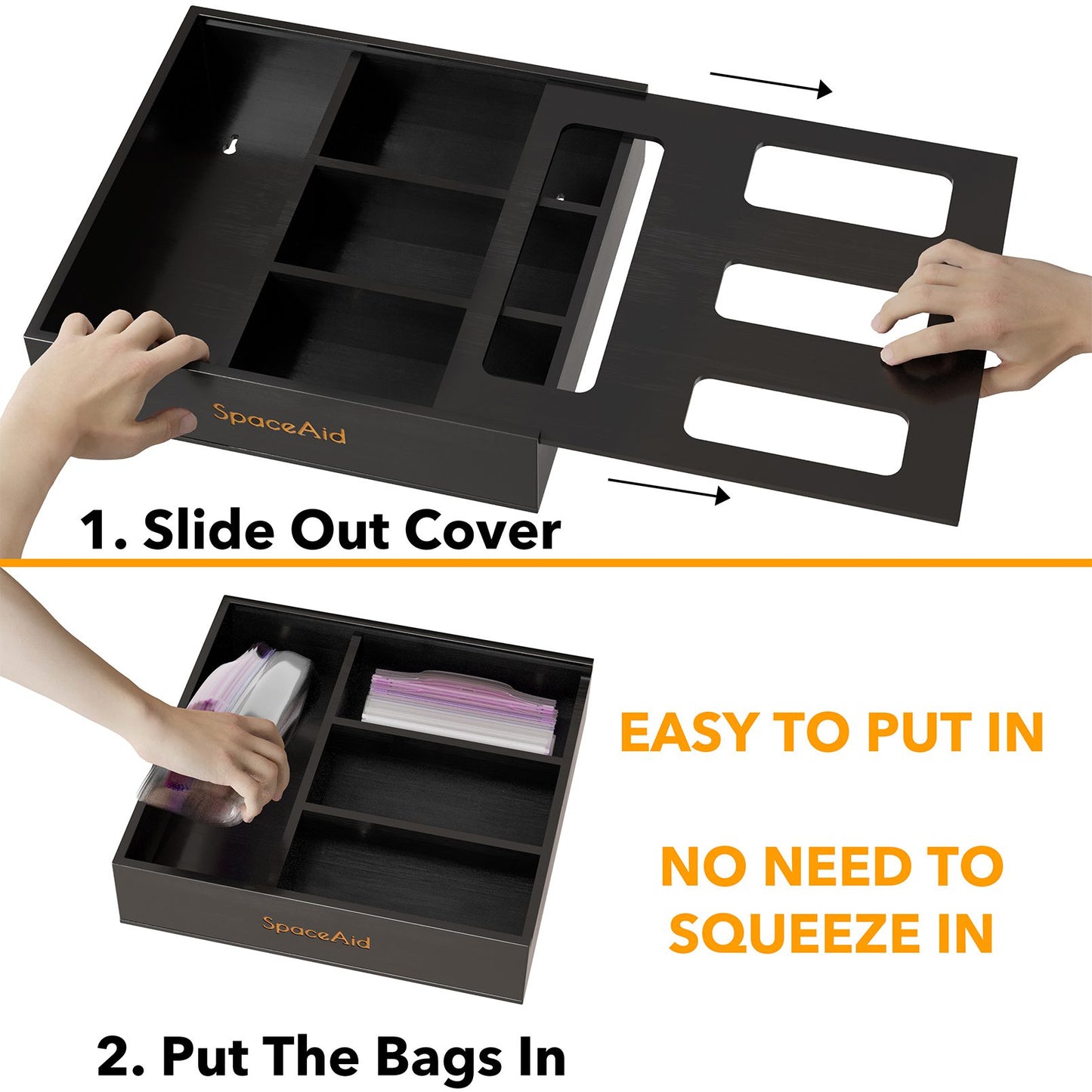 SpaceAid black bamboo food bag storage organizer
