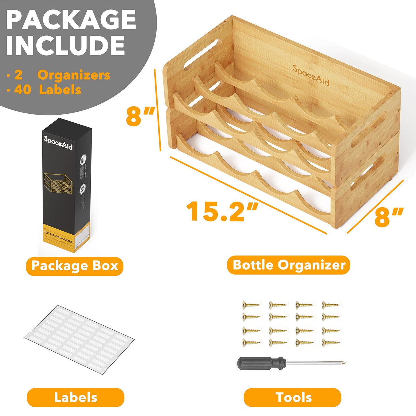 bamboo water bottle organizer rack