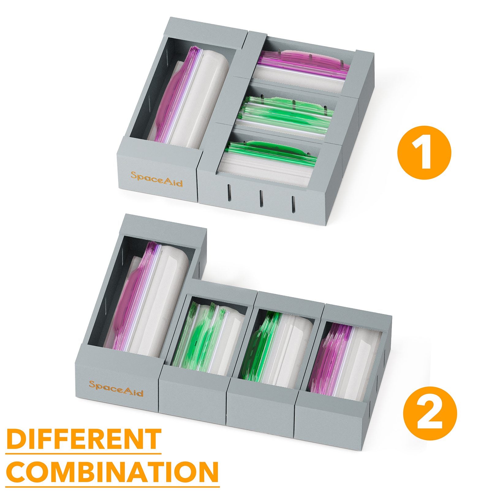 SpaceAid gray ziplock bag storage organizer