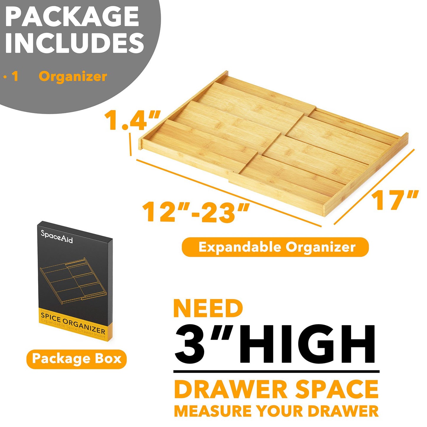 Bamboo 4 Tier Drawer Spice Organizer