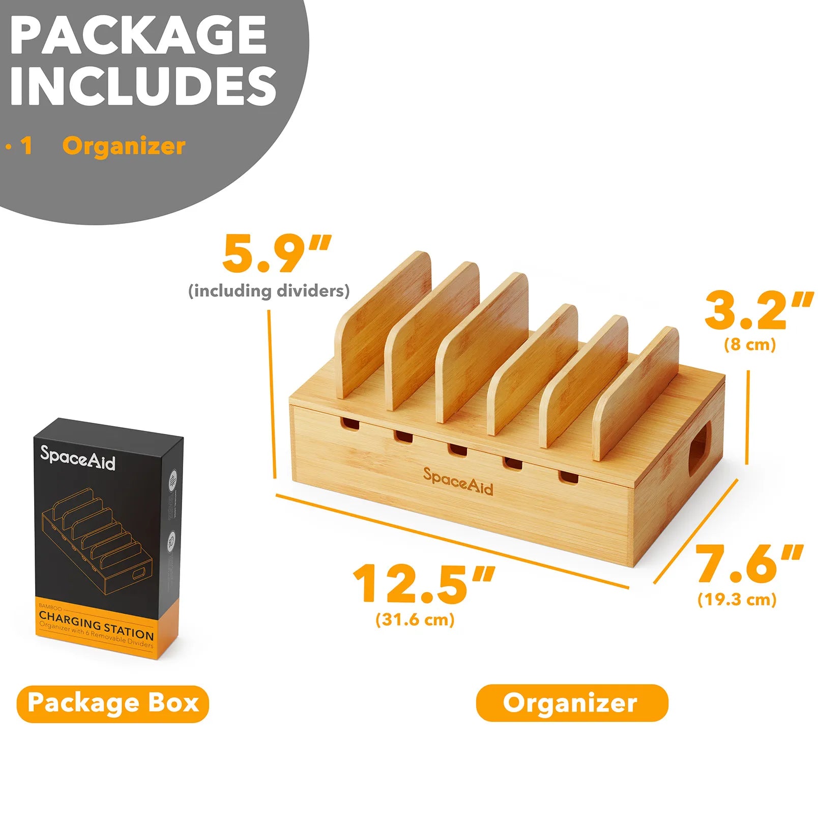 SpaceAid bamboo charging station organizer