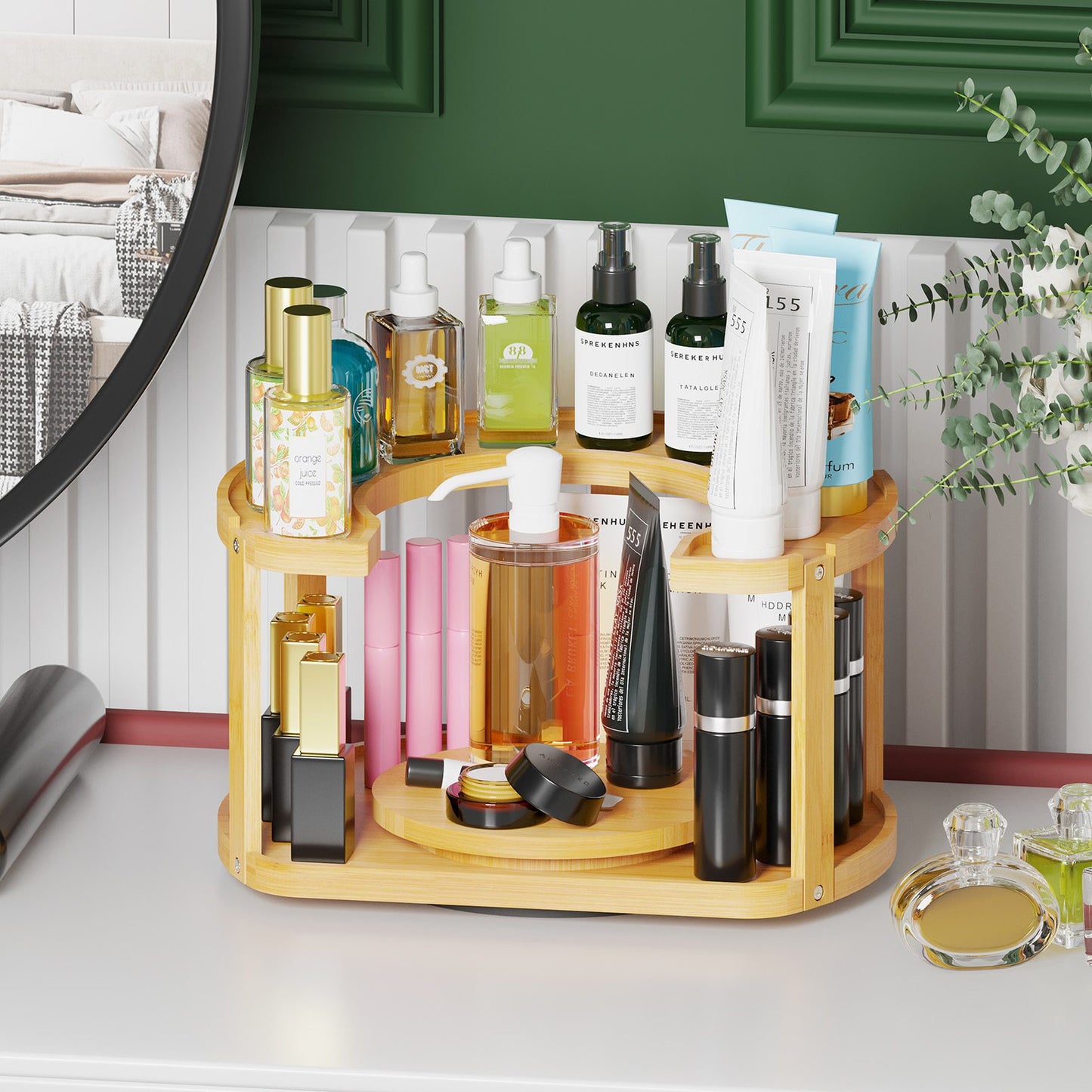 2 tier lazy susan spice rack organizer