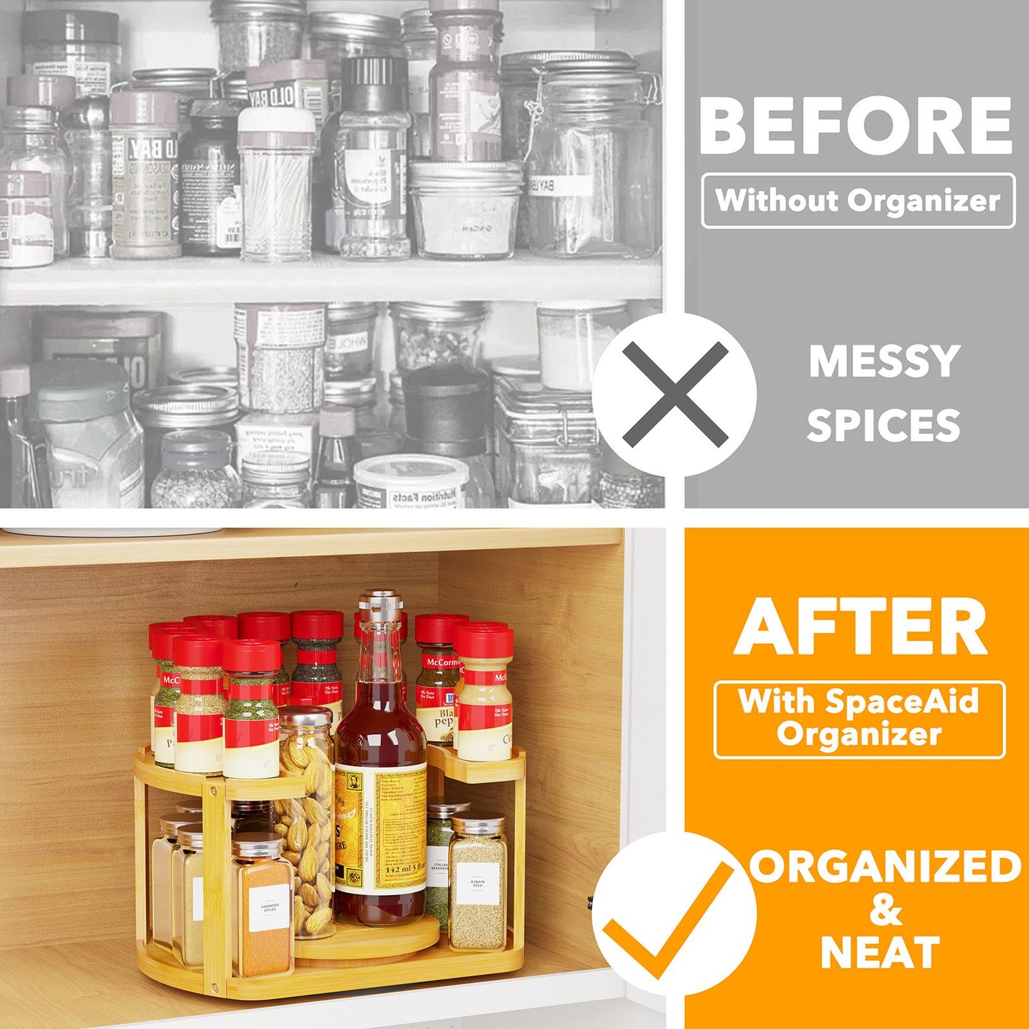 2 tier lazy susan spice rack organizer