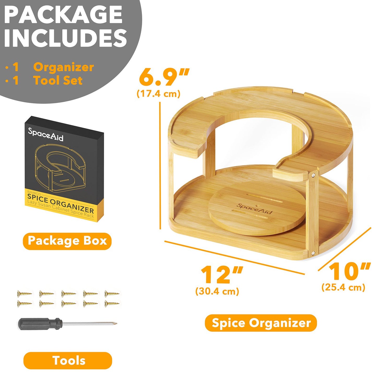 2 tier lazy susan spice rack organizer