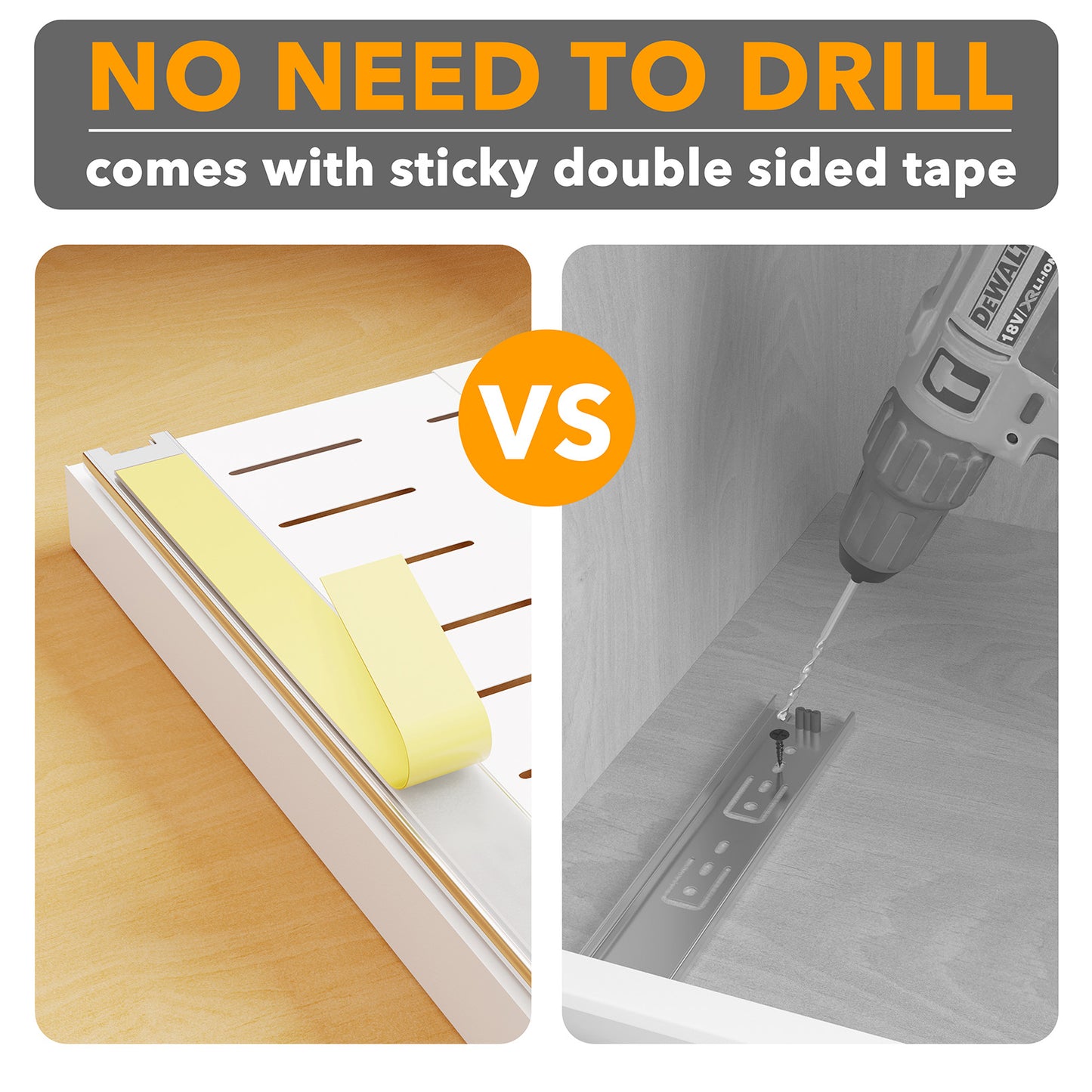 SpaceAid Pull-Out Cabinet Organizer with No-Drill Adhesive for Kitchen and Pantry White, 17" Deep