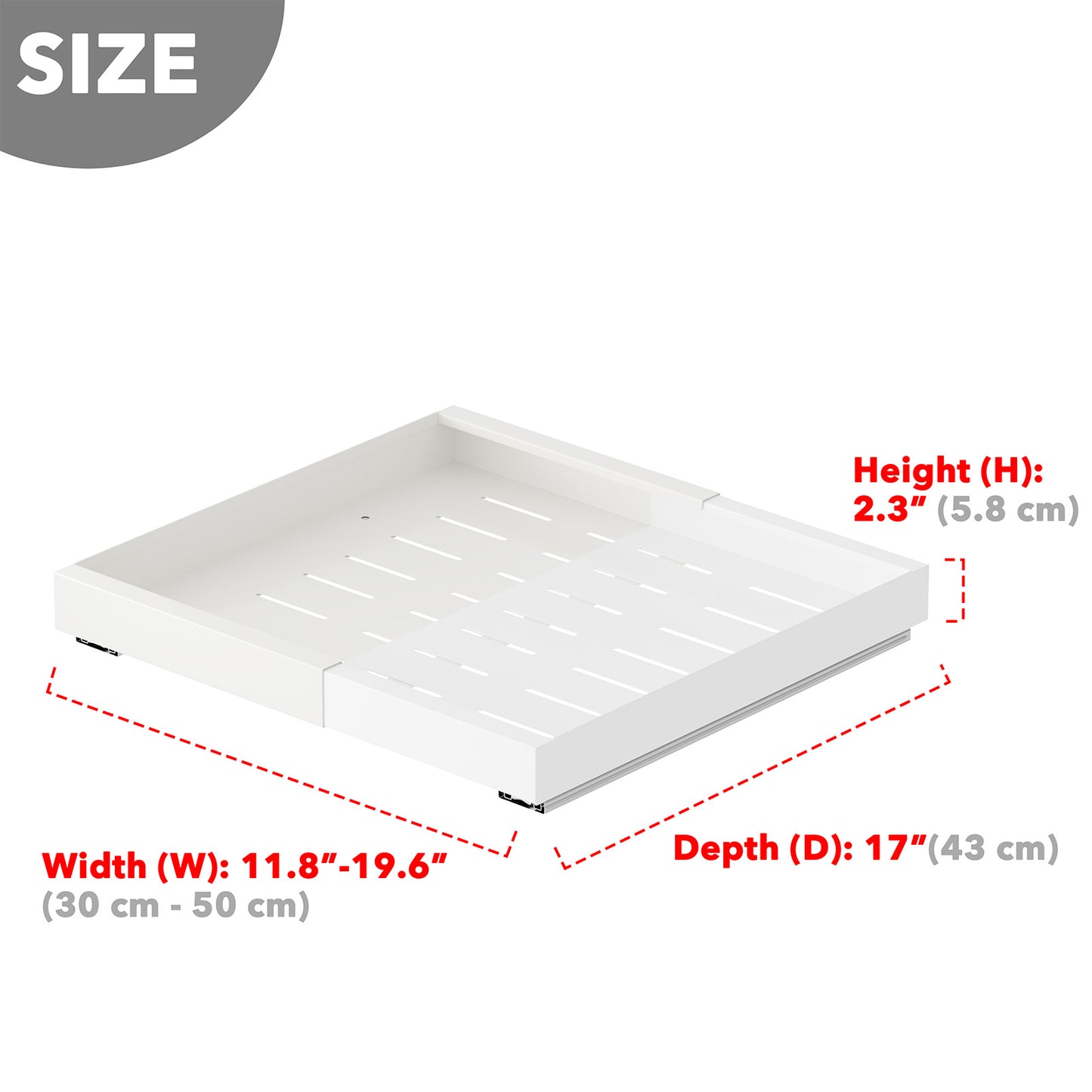 SpaceAid Pull-Out Cabinet Organizer with No-Drill Adhesive for Kitchen and Pantry White, 17" Deep