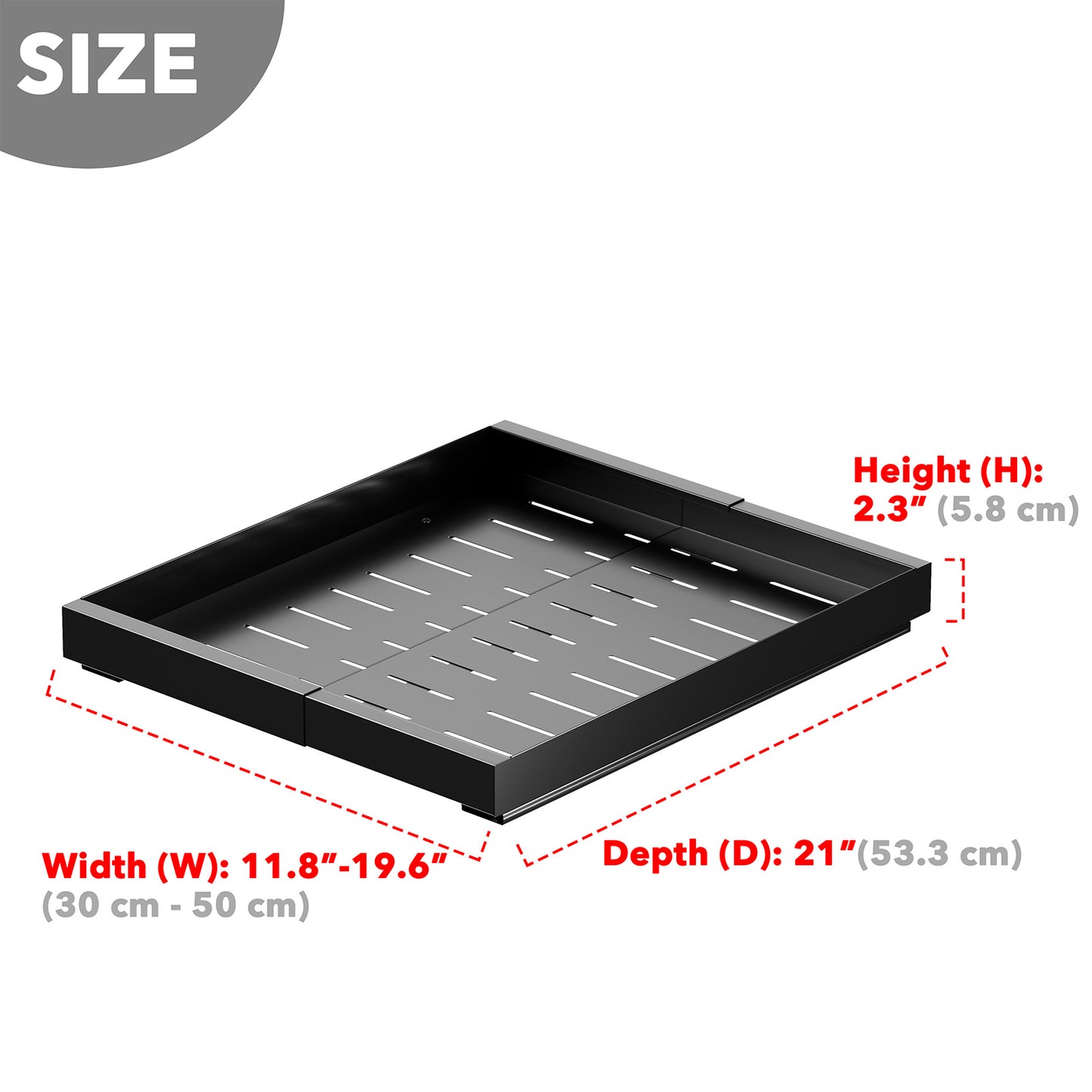 SpaceAid Adjustable No-Drill Adhesive Pull-Out Cabinet Shelves for Kitchen Black, 21" Deep