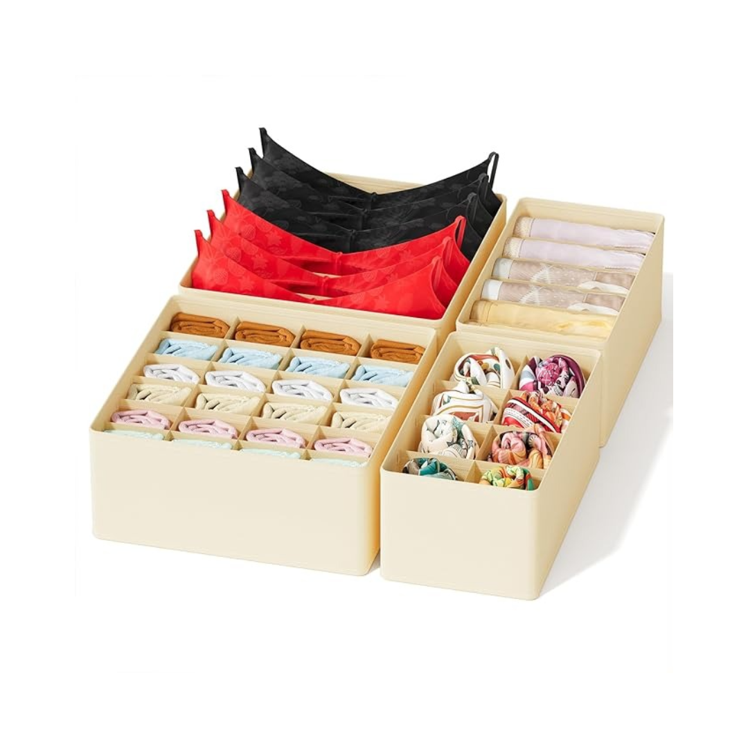 4 Pack Underwear Organizer Beige