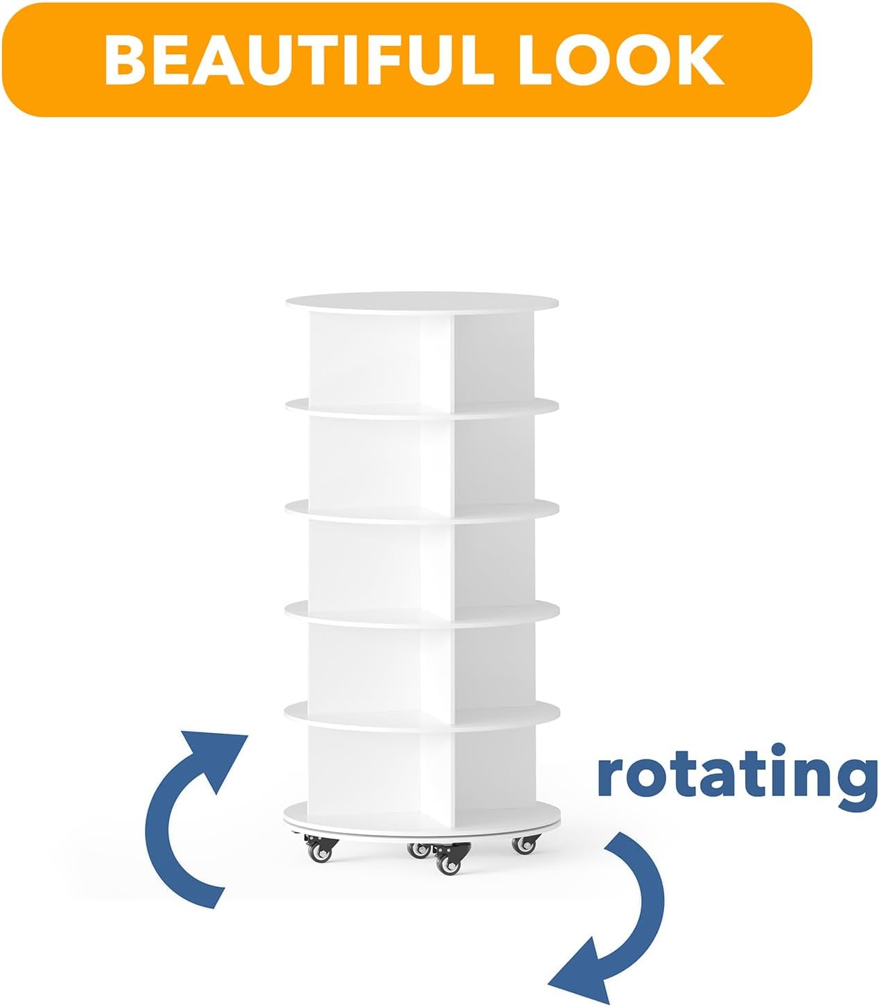 5-Tier Rotating Shoe Rack with Wheels