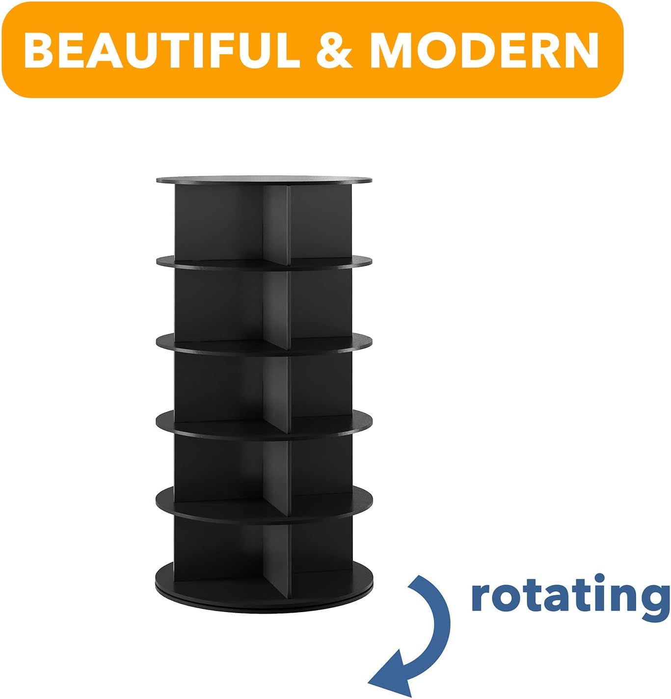 Black 5-Tier Spinning Shoe Rack for Closet