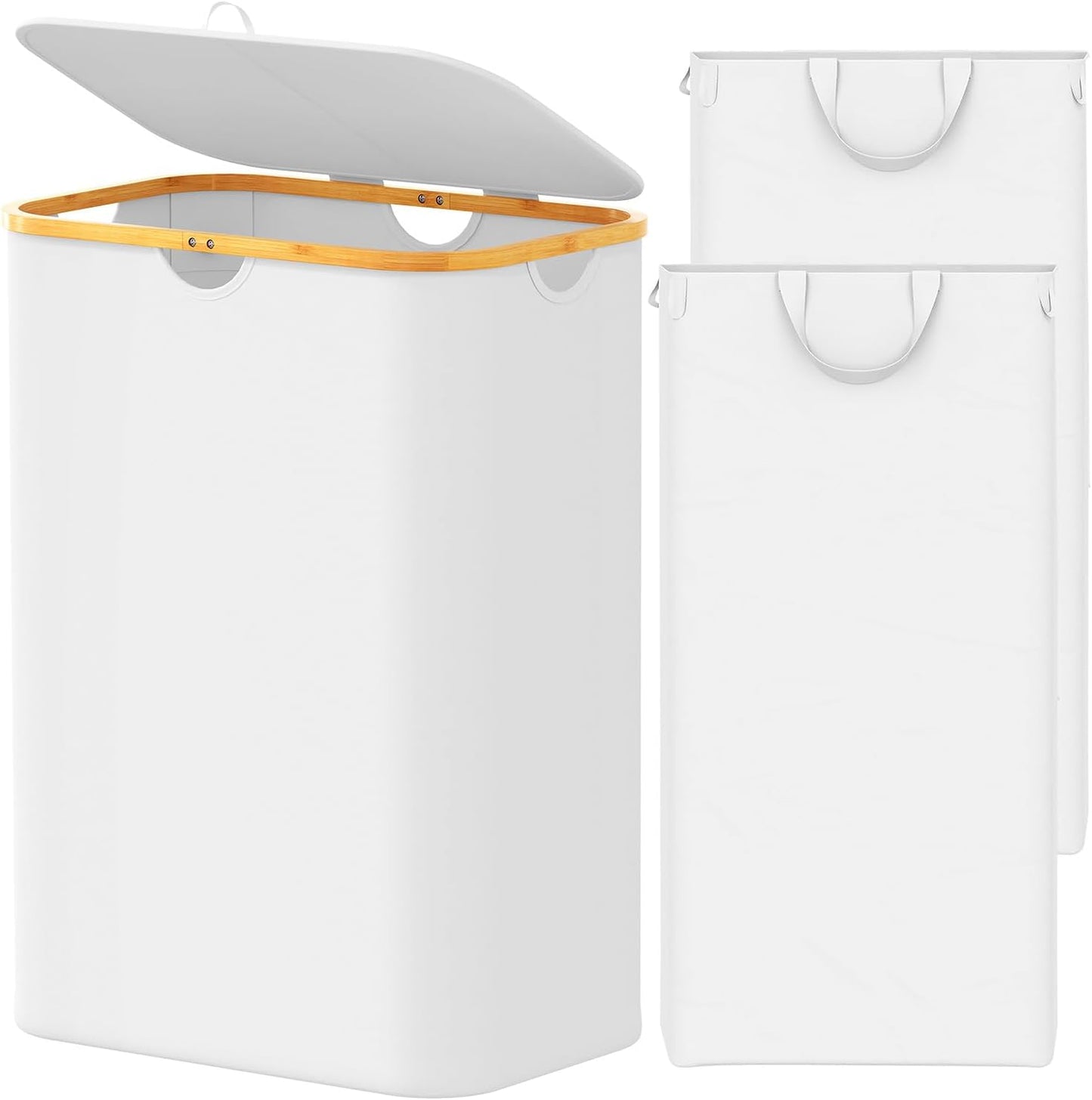 Double Laundry Hamper with Lid white
