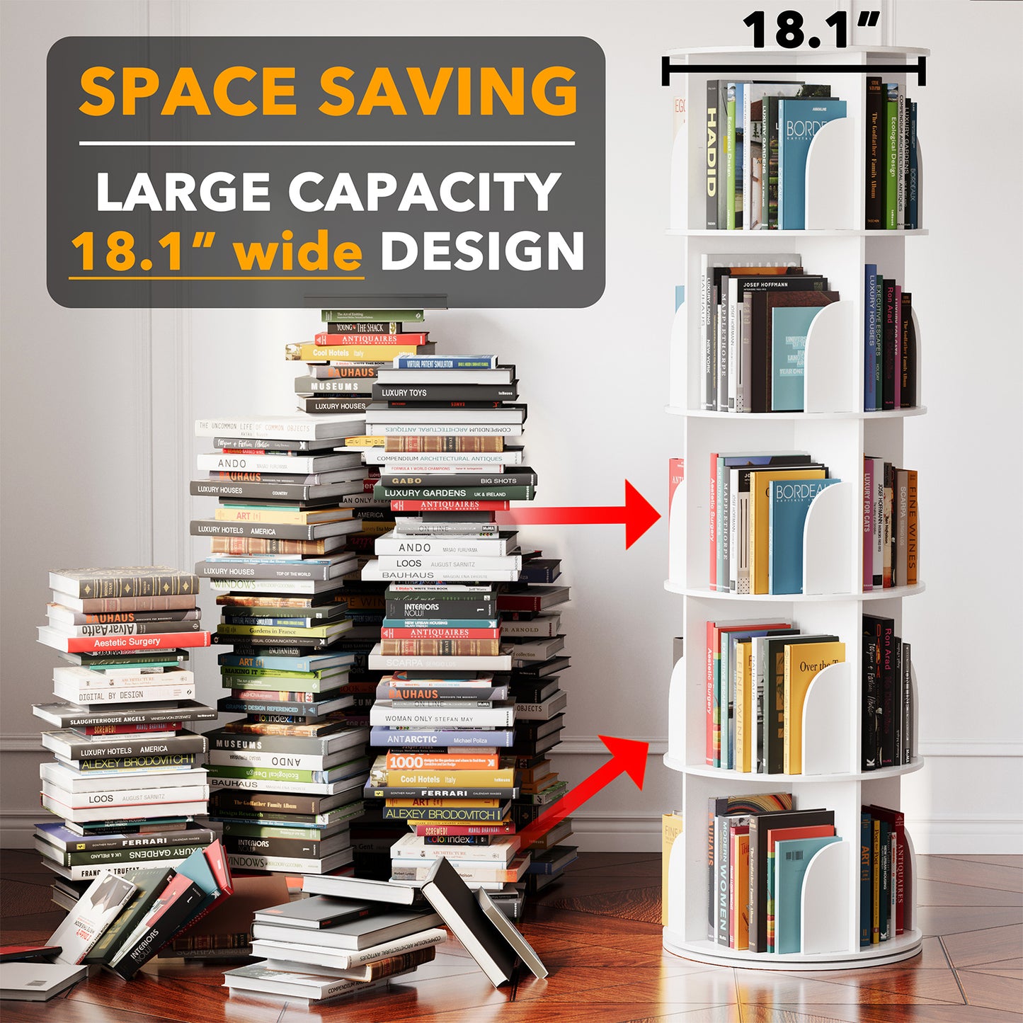 5 Tier Rotating Bookcase