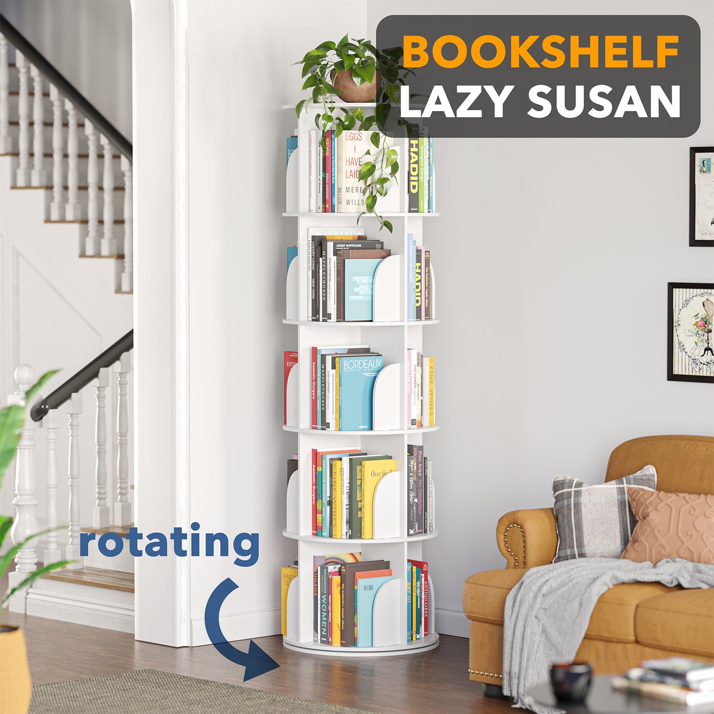 5 Tier Rotating Bookcase