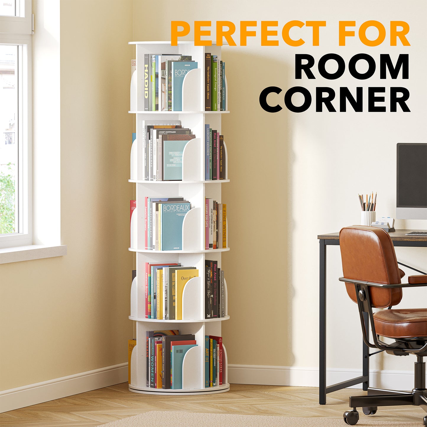 5 Tier Rotating Bookcase