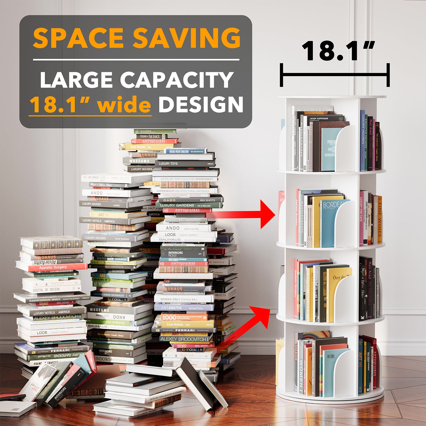 4 Tier Rotating Bookshelf