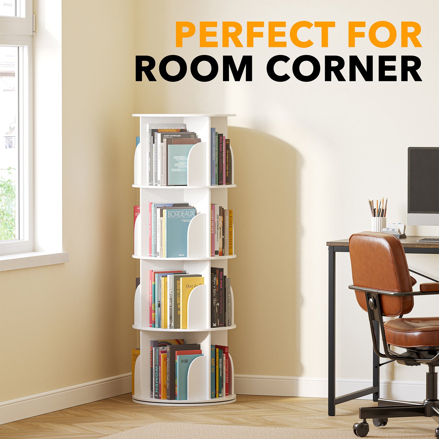 4 Tier Rotating Bookshelf