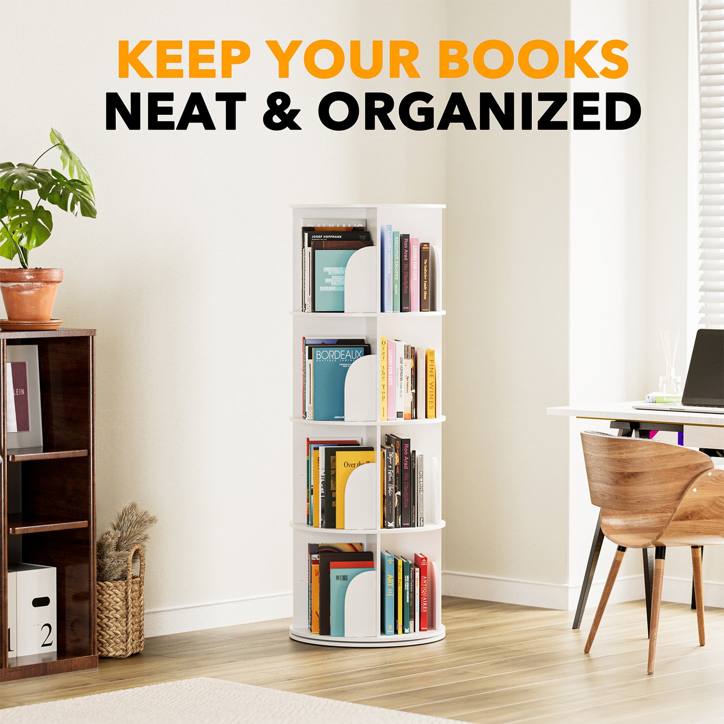 4 Tier Rotating Bookshelf