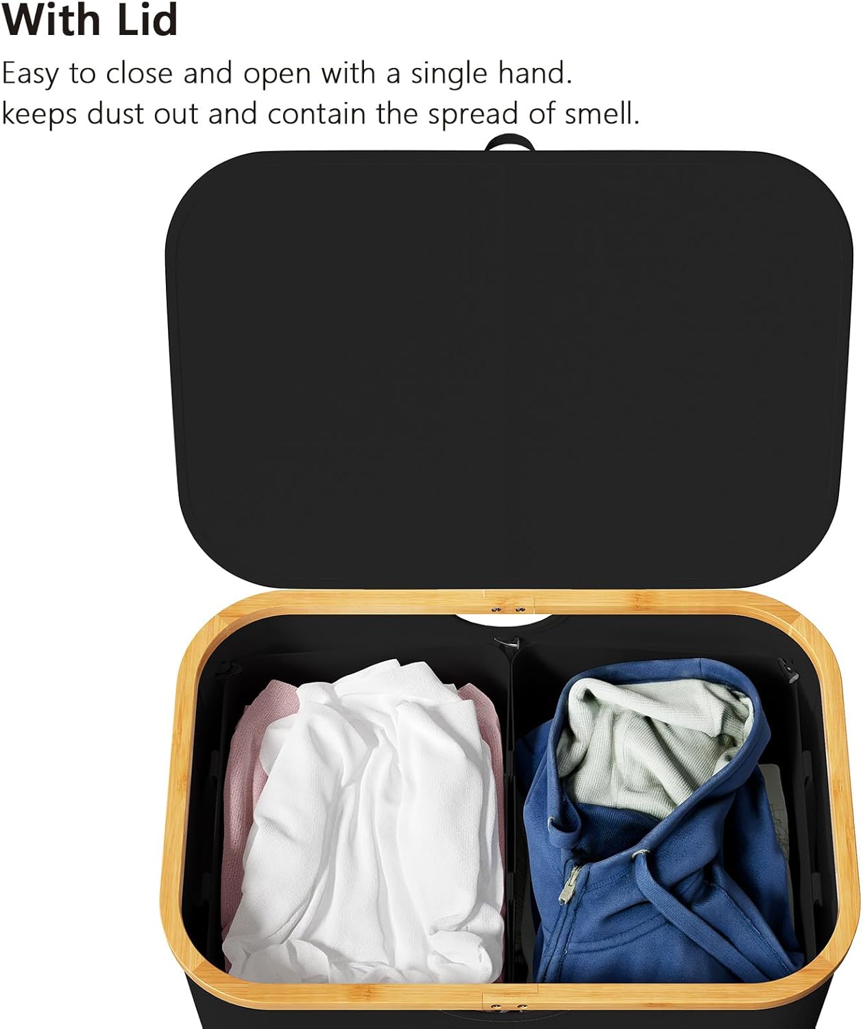 Double Laundry Hamper with Lid