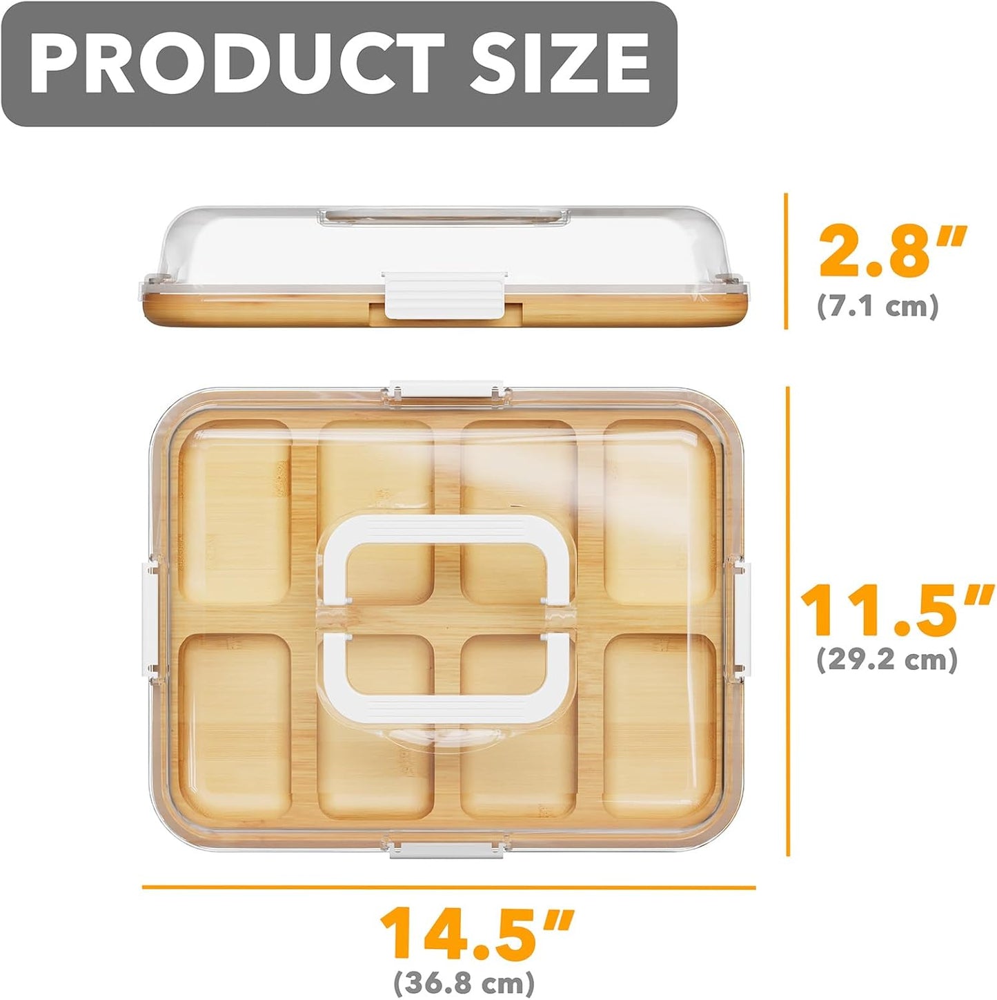 SpaceAid Bamboo Charcuterie Board with Lid 8 Compartments