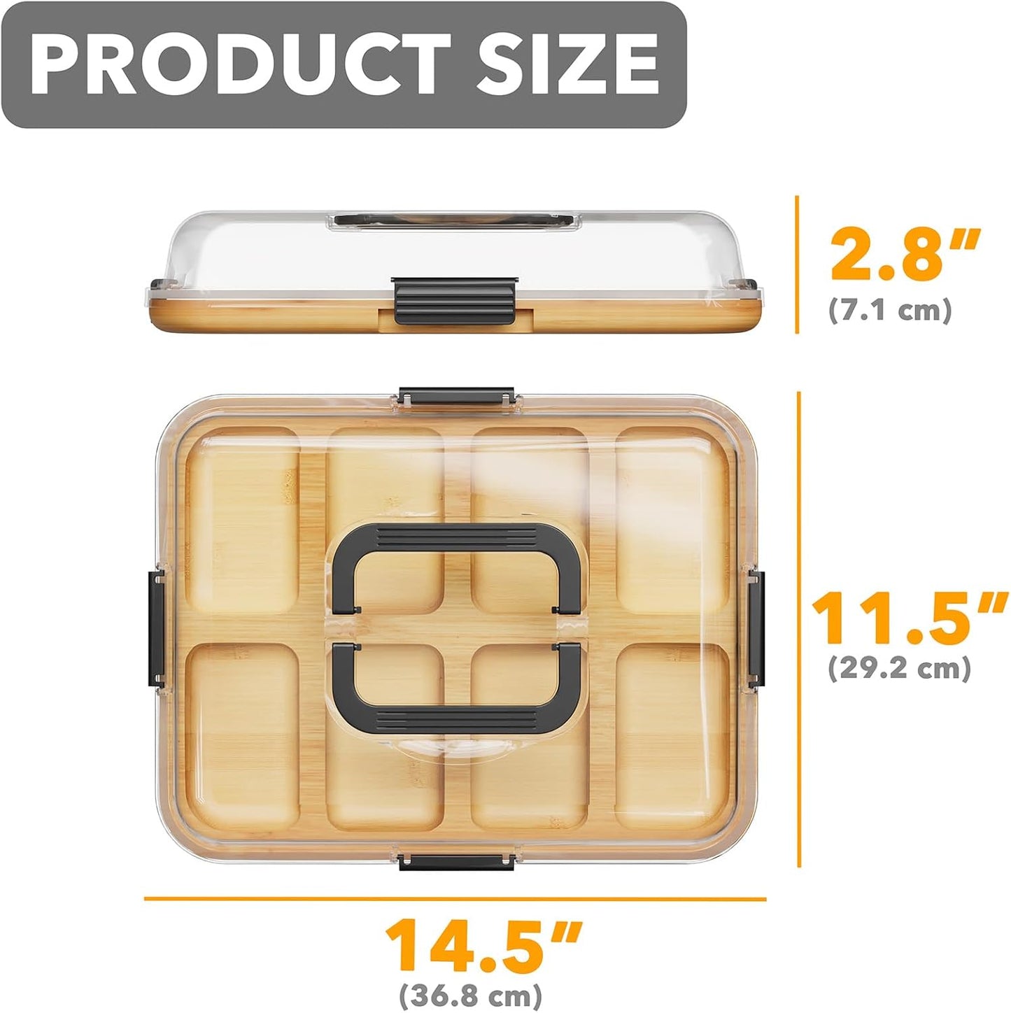SpaceAid Bamboo Charcuterie Board with Lid 8 Compartments