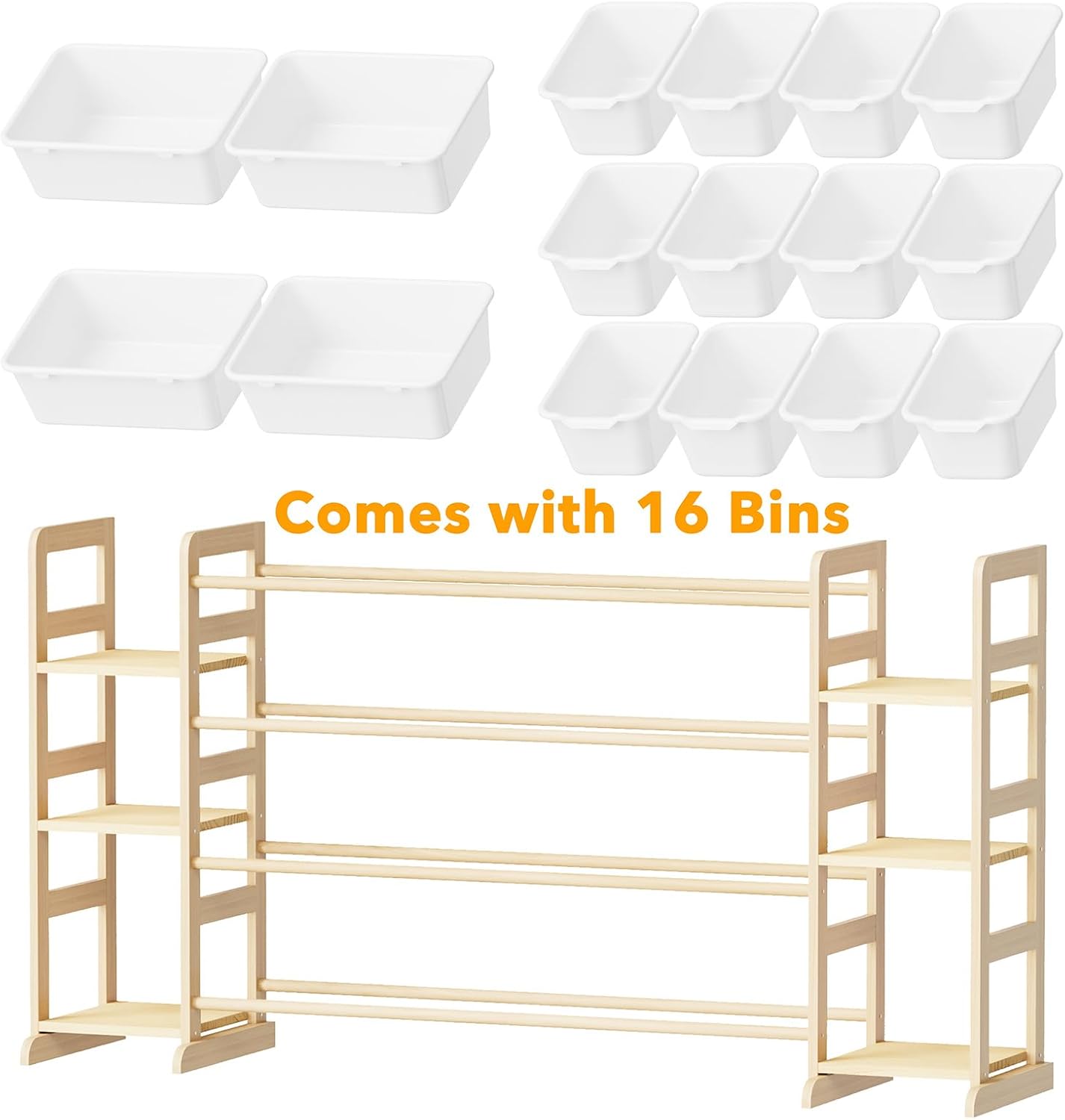 Kids Toy Storage Organizer with 6 Shelves and 16 Bins – Modern Toy Box, Bin Shelf & Bookshelf for Playroom Storage and Kids Room Decor