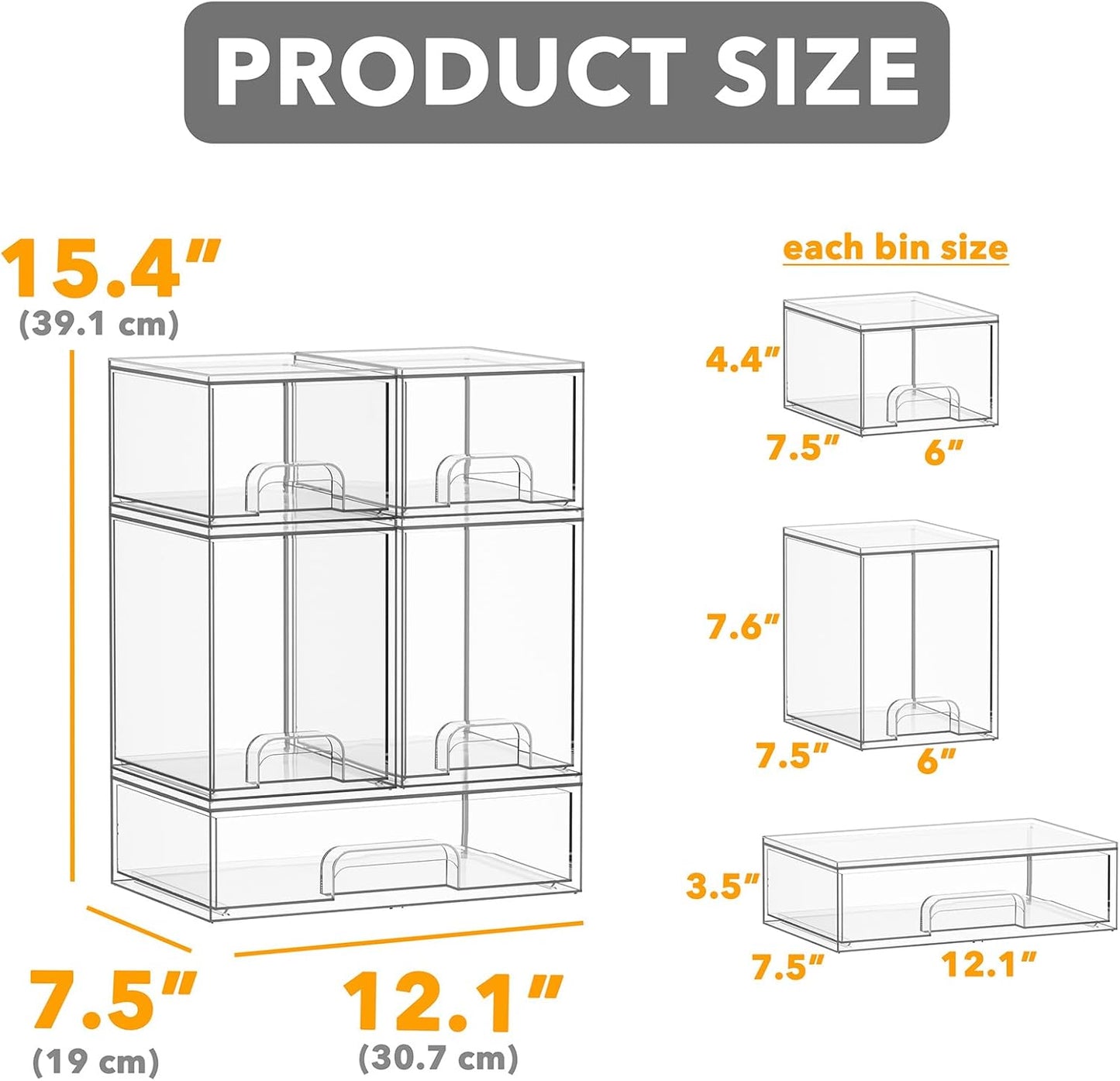 SpaceAid Baby Bottle Storage Organizer for Countertop, 5 Pack, 2S2M1L, 15.4" H