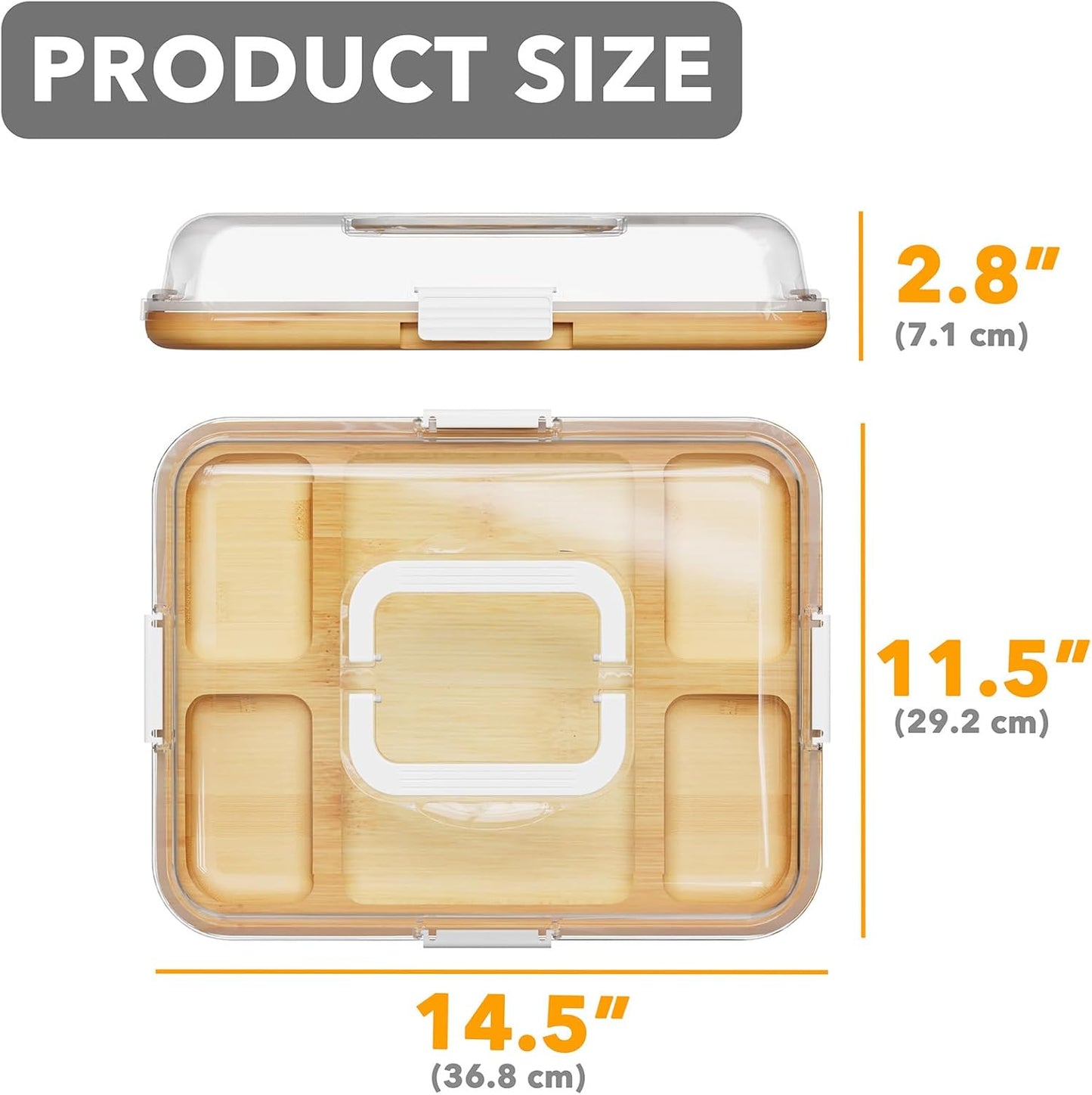 Modern Slate Cheese Cutting Board with Bamboo Tray – Stylish Charcuterie Serving Set, 5 Compartments