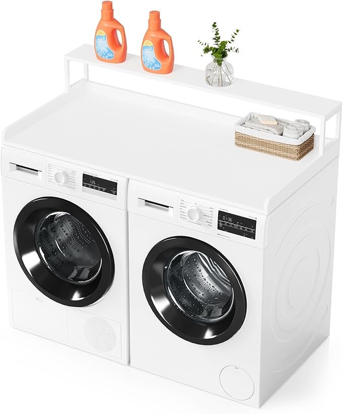 SpaceAid Washer Dryer Countertop, Laundry Wood Shelf Topper with Edge, 54" Width x 27.5" Depth Cover Guard Organizer for Washer and Dryer Laundry Hamper Counter Storage Organization